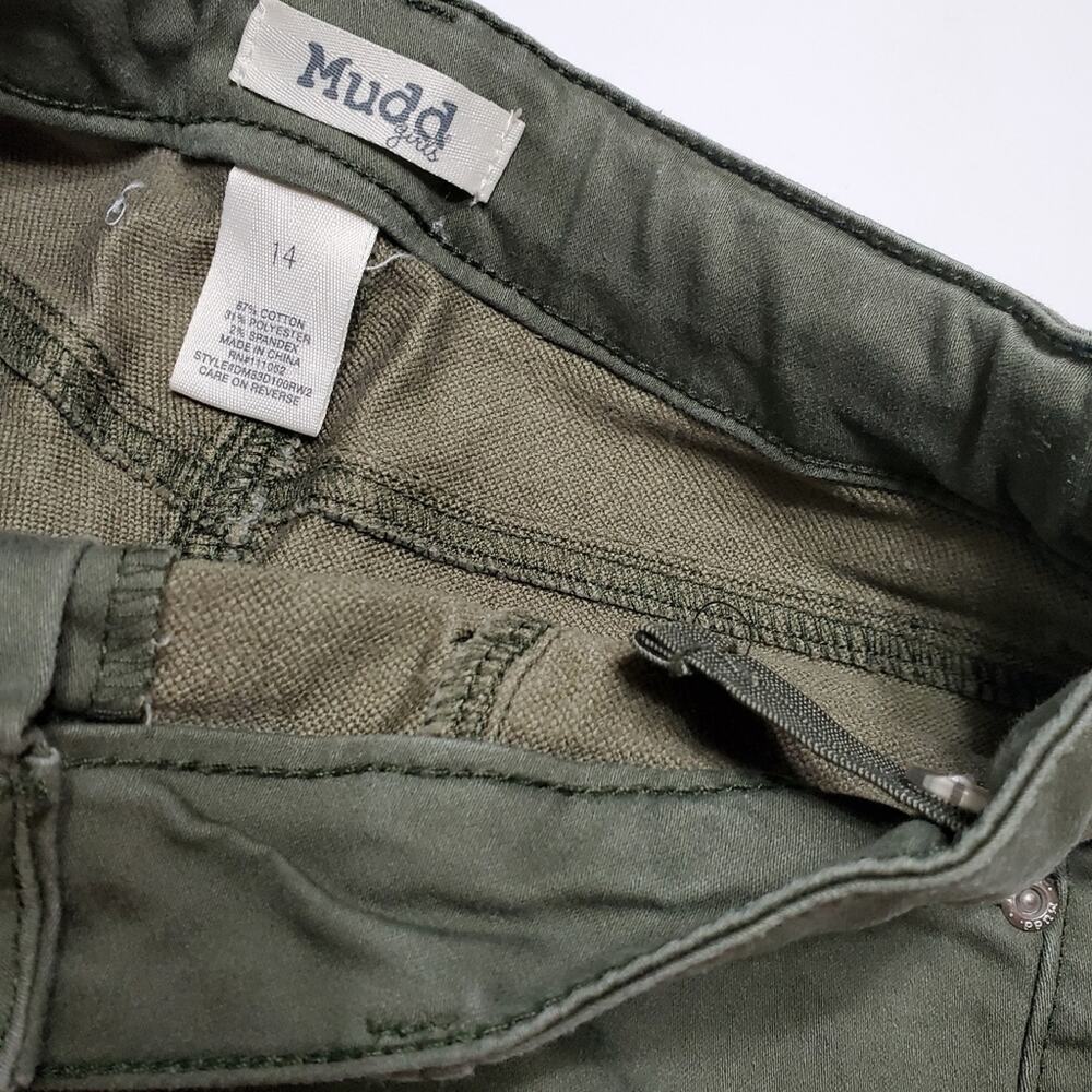 Mudd Shorts Girls Size 14 Green High Waisted Button Fly‎ Comfort Stretch Bottoms - Picture 3 of 4